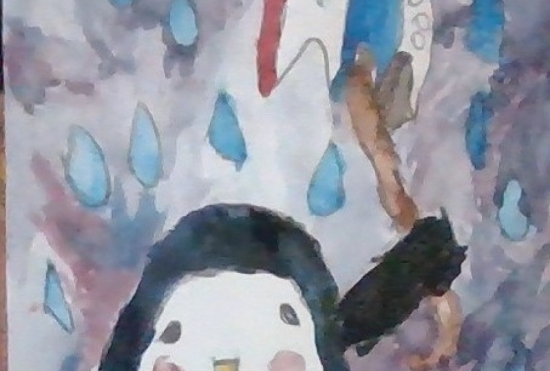 Sariah's Rainy Day Penguin Watercolor