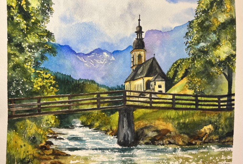 The Church of St. Sebastian Watercolor