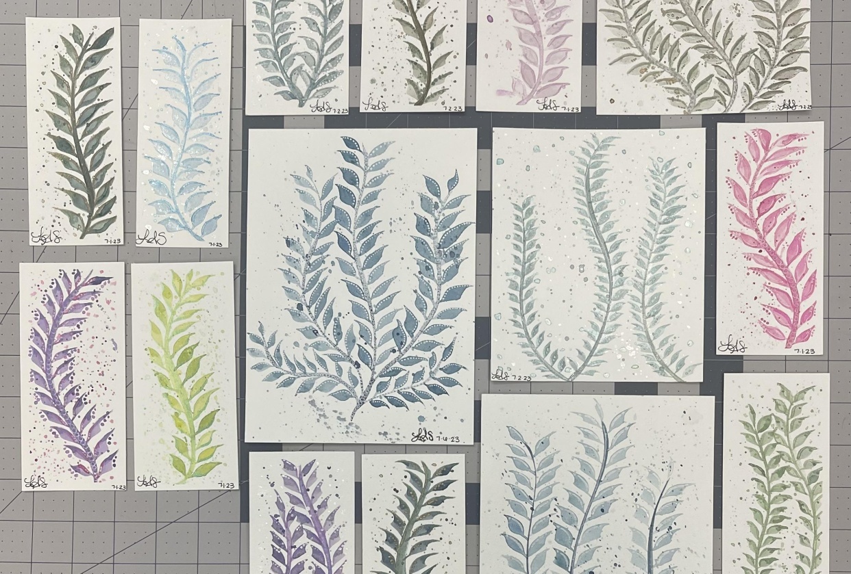 15 watercolor leaf paintings - student project