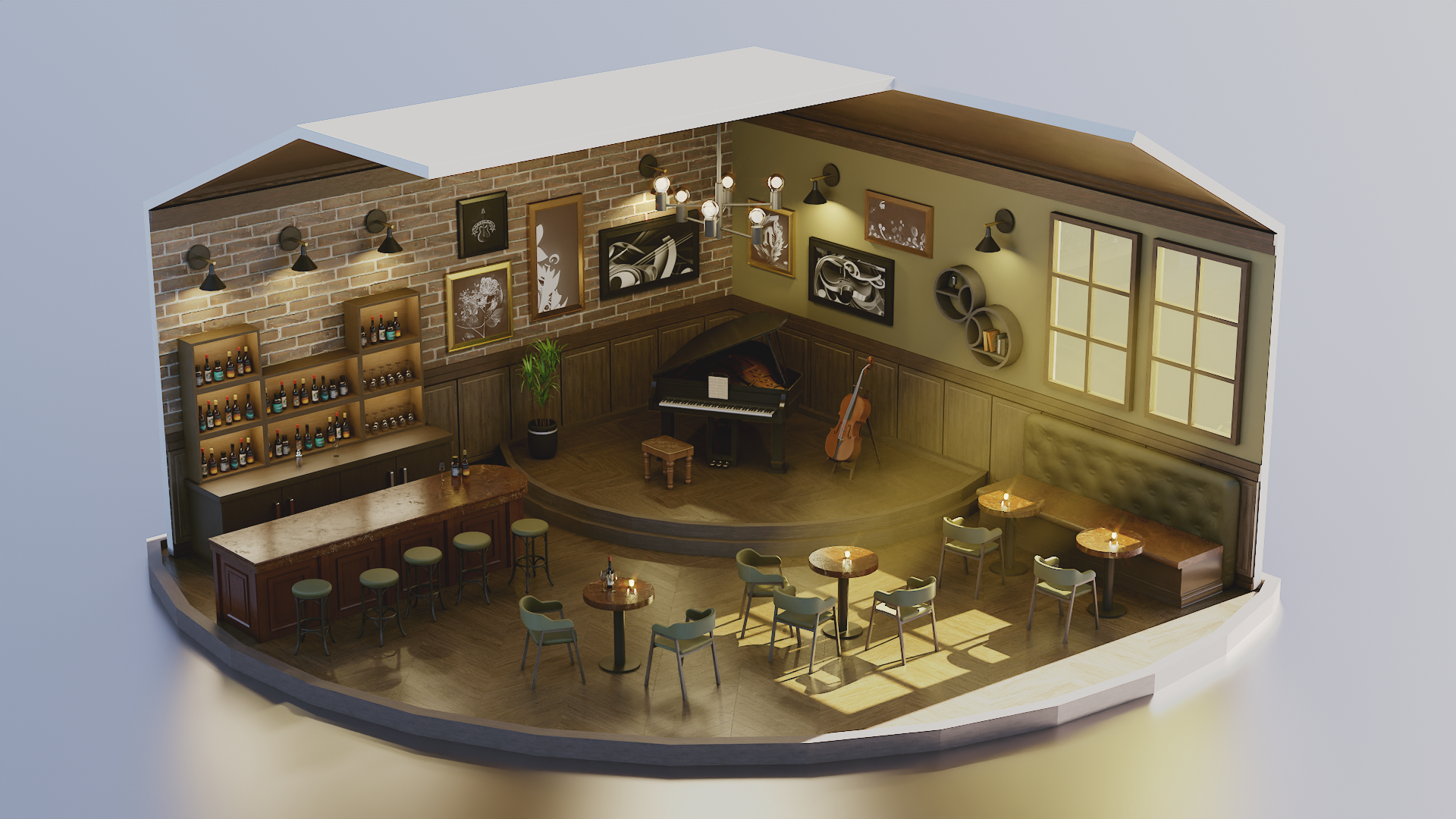 Lounge Bar Isometric Room - student project