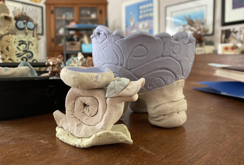 Coil Bowl with legs and Snail Earring Holder