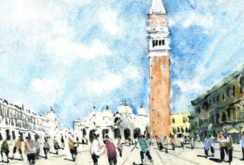 Paint Venice in Watercolor - my interpretation of St Mark's Square