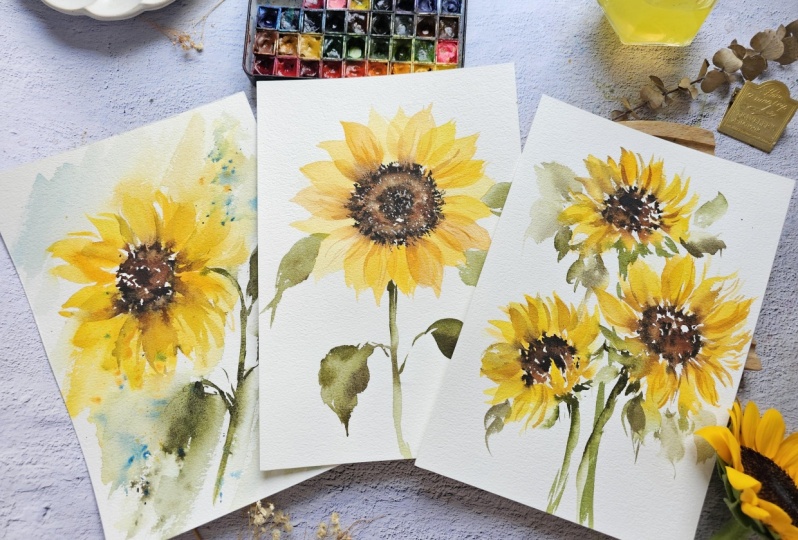 Watercolor Sunflowers