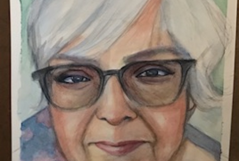 Watercolor portrait, from sketch to final project
