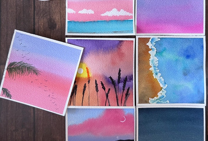 Summer watercolor landscapes