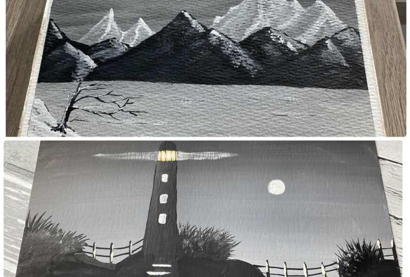 Gouache snow mountains