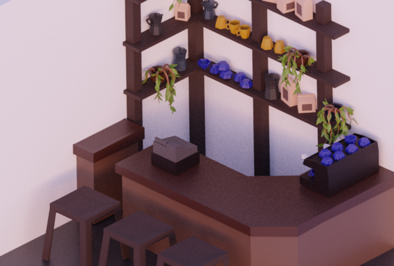 simple low poly cafe
