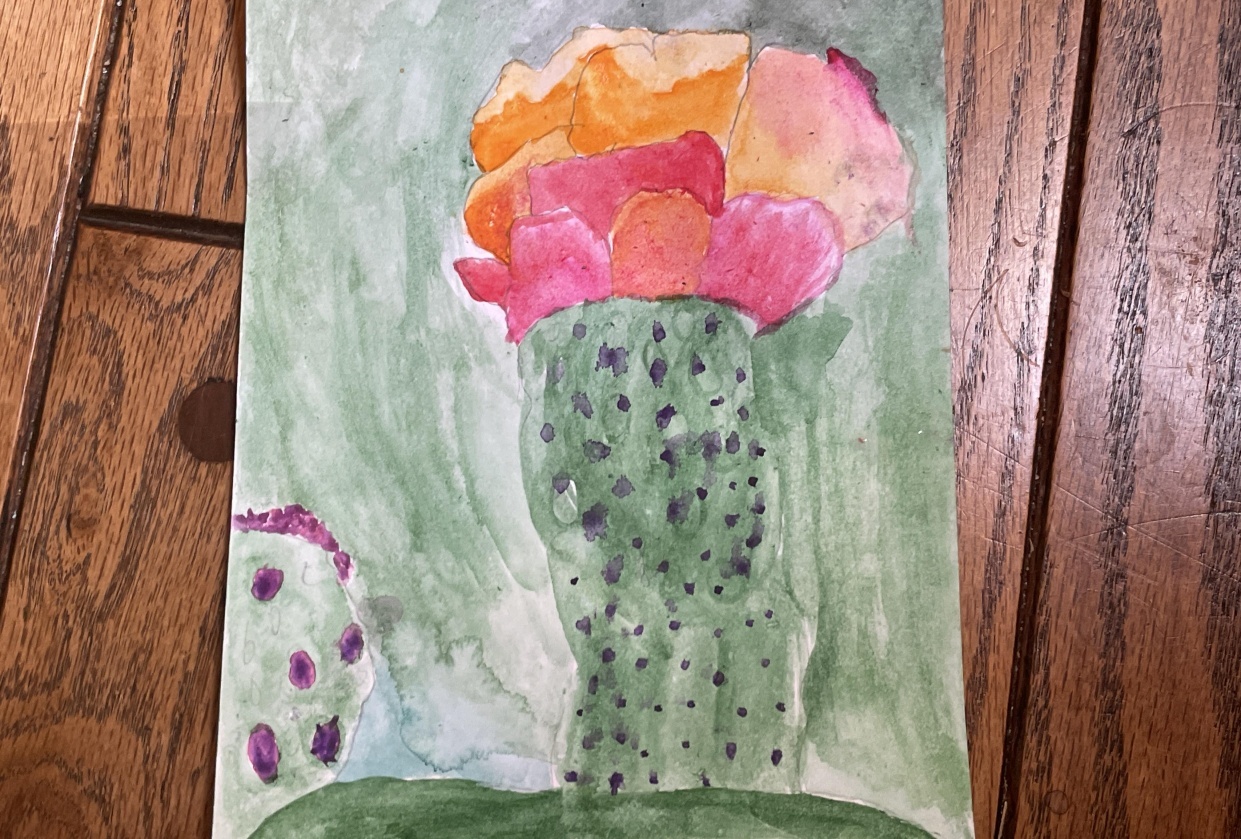 Watercolour Opuntia - student project