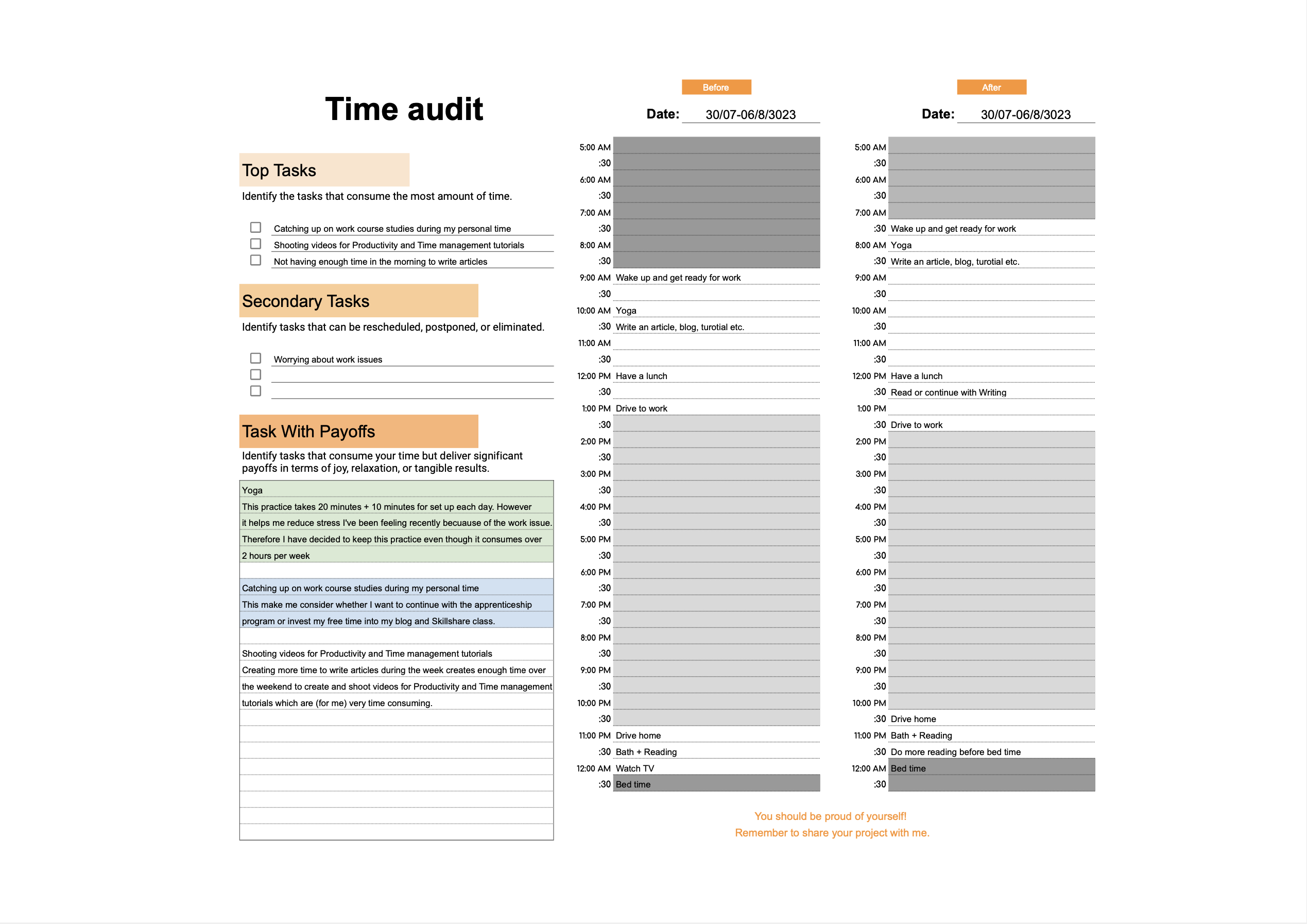 Create more time for personal project - student project