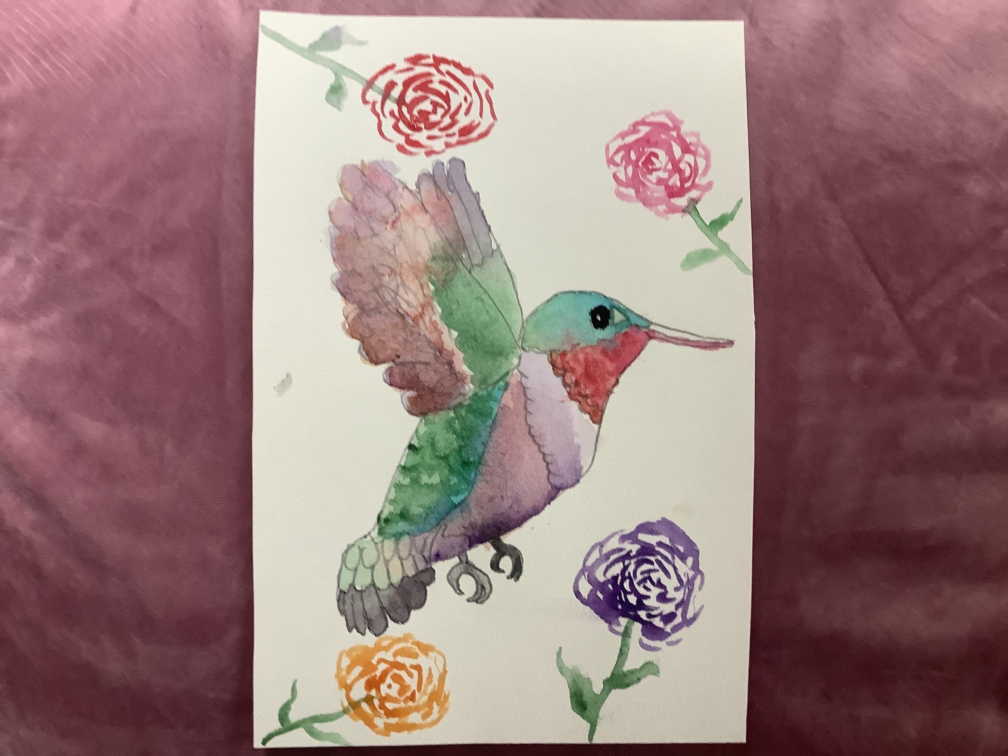 Watercolour Hummingbird - student project