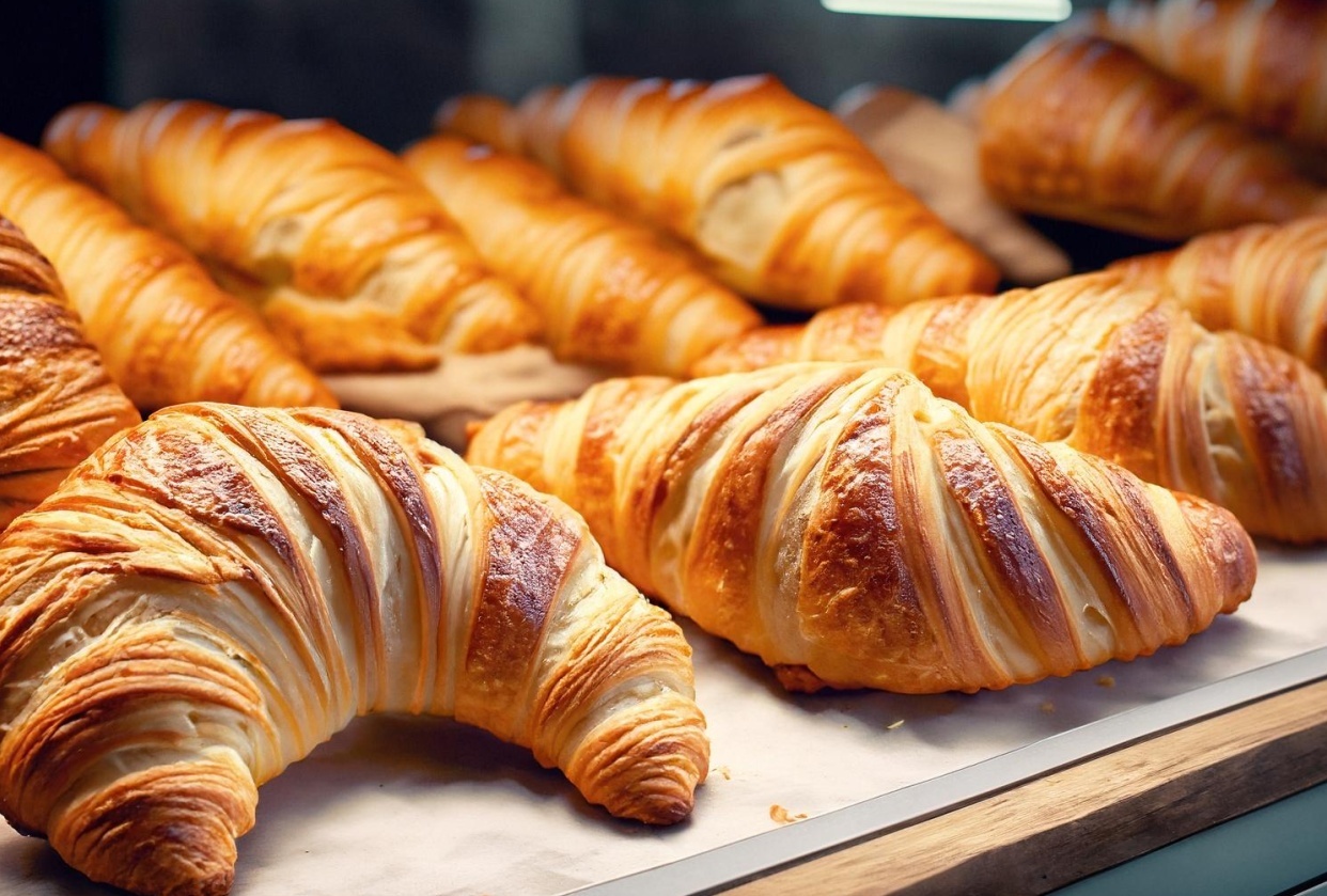 A picture to advertise croissants at a bakery - student project