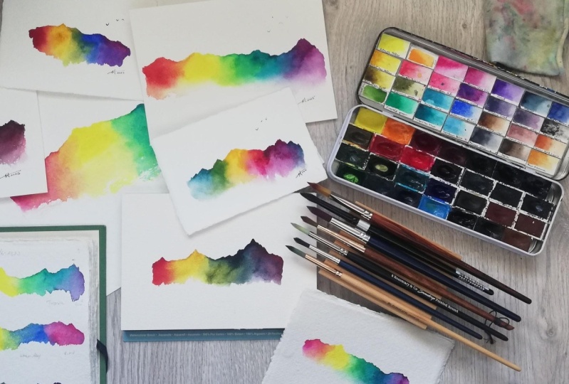 A range of rainbow mountains
