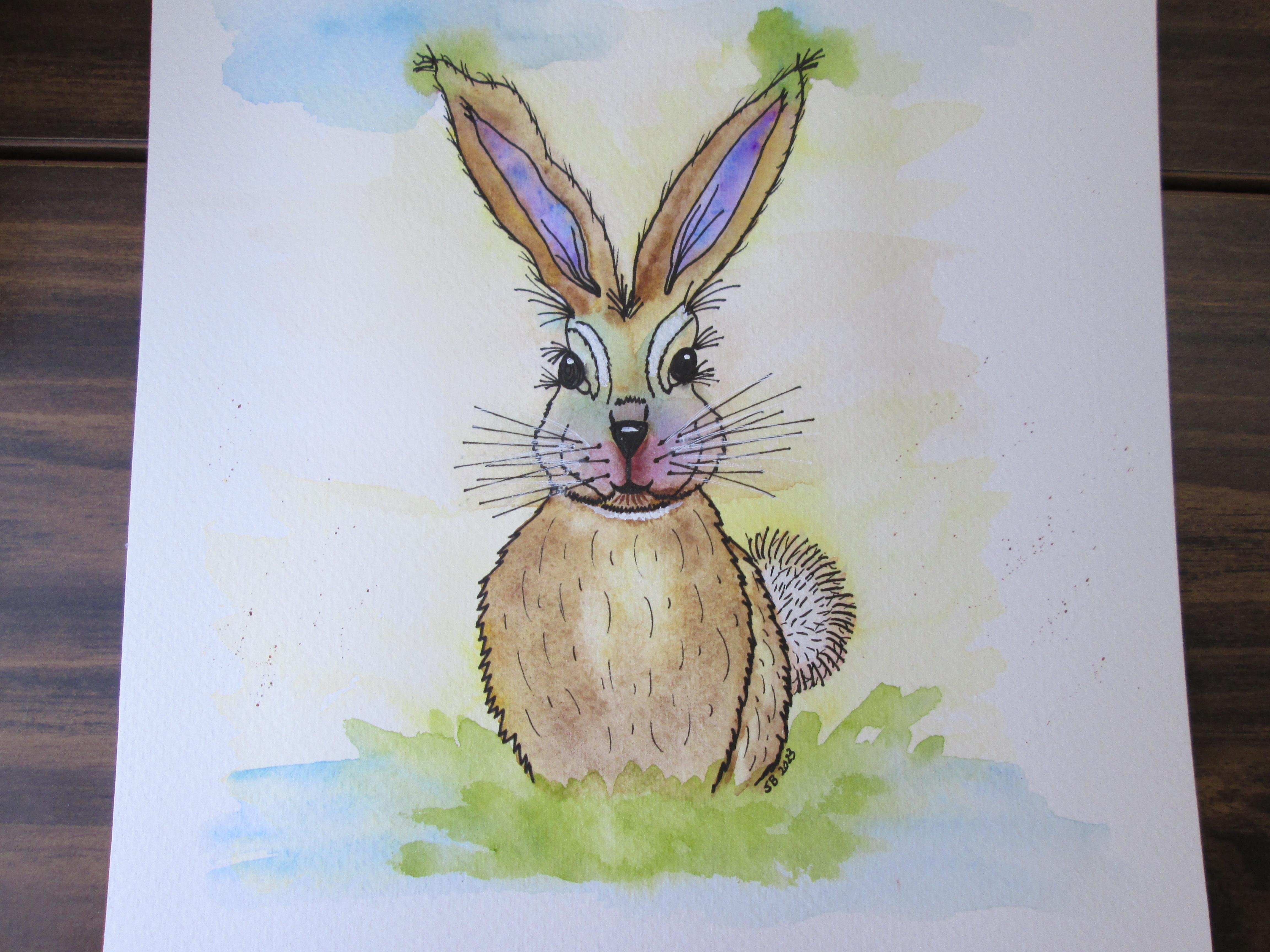 Whimsical Watercolor Bunny - student project