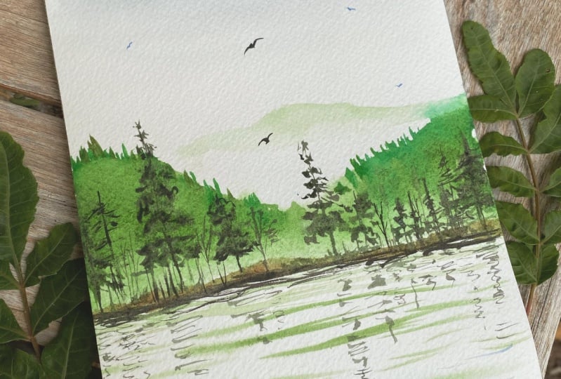 Lakes, Mountains & Reflections Using Watercolors | Beginner Friendly ...