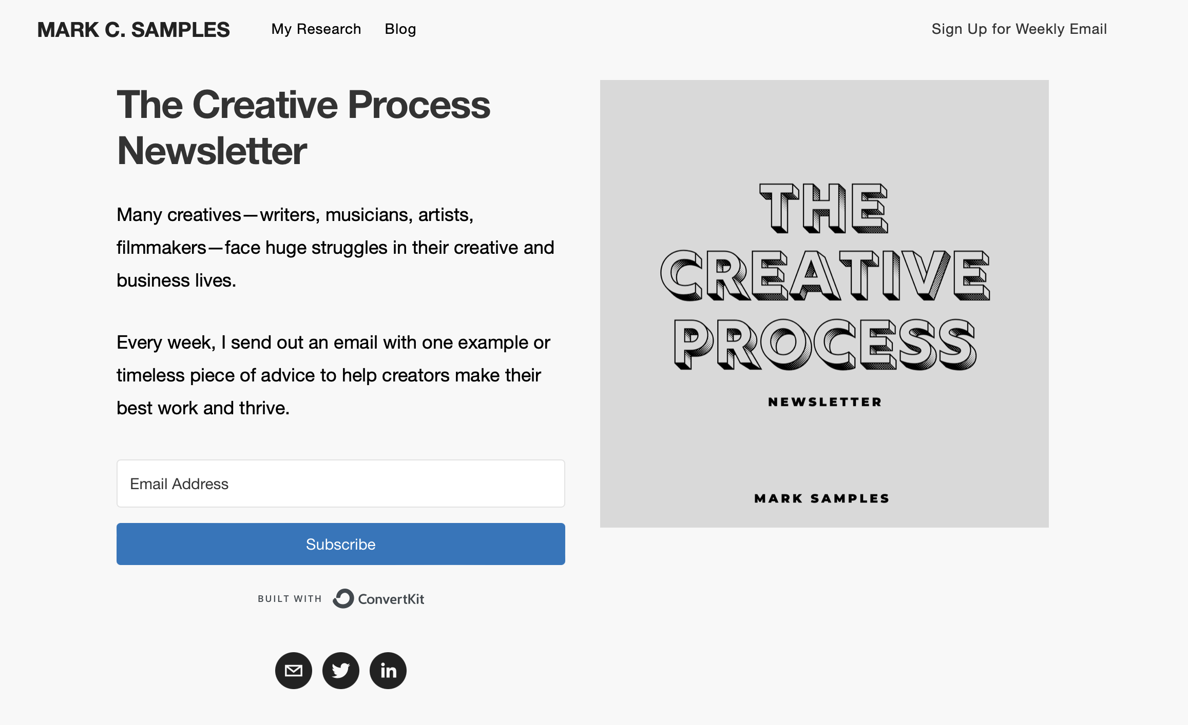 The Creative Process Newsletter by Mark Samples - student project