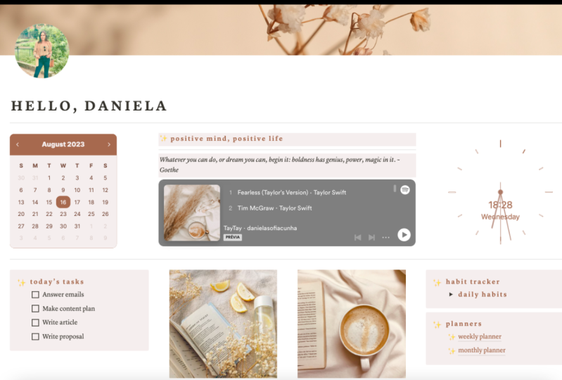 An aesthetic dashboard