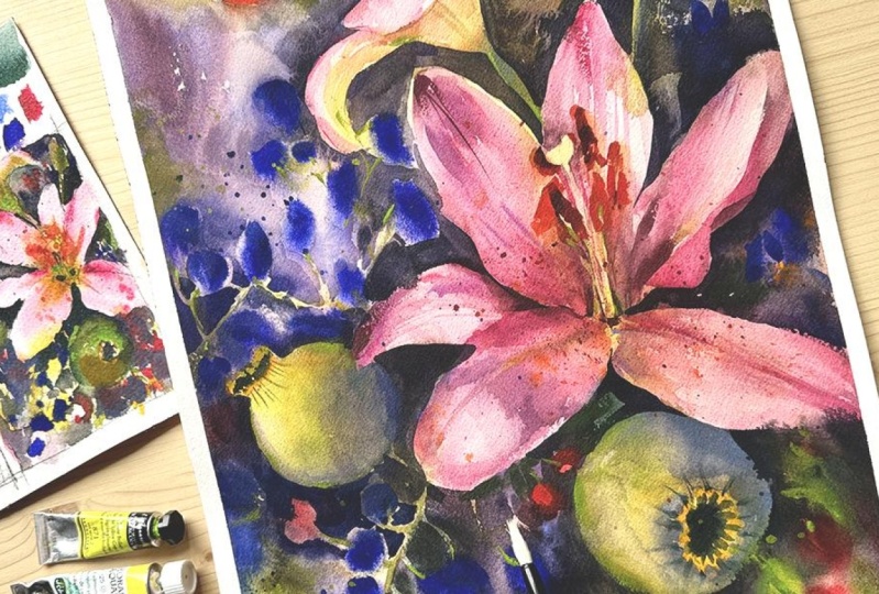 Flower arrangement with lilies - Class Project