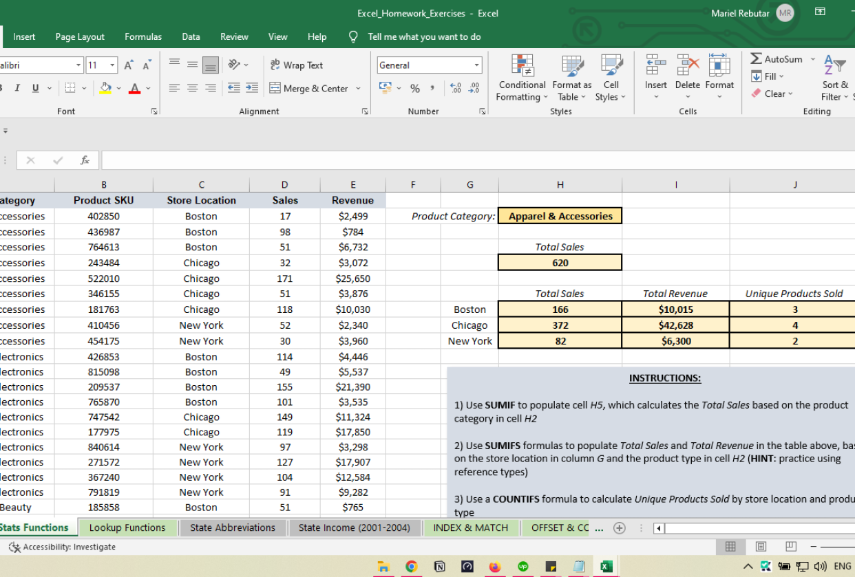 Stats Function - student project