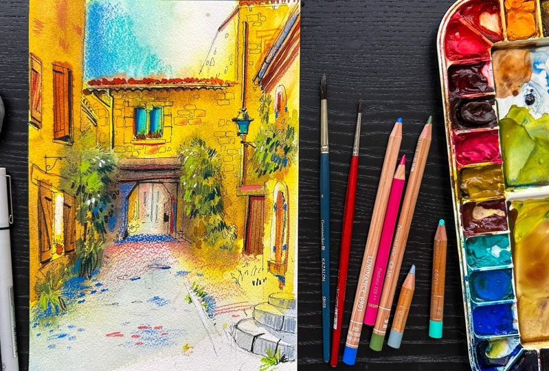 The Magic of Provence: Urban Sketching with Watercolor and Colored Pencils