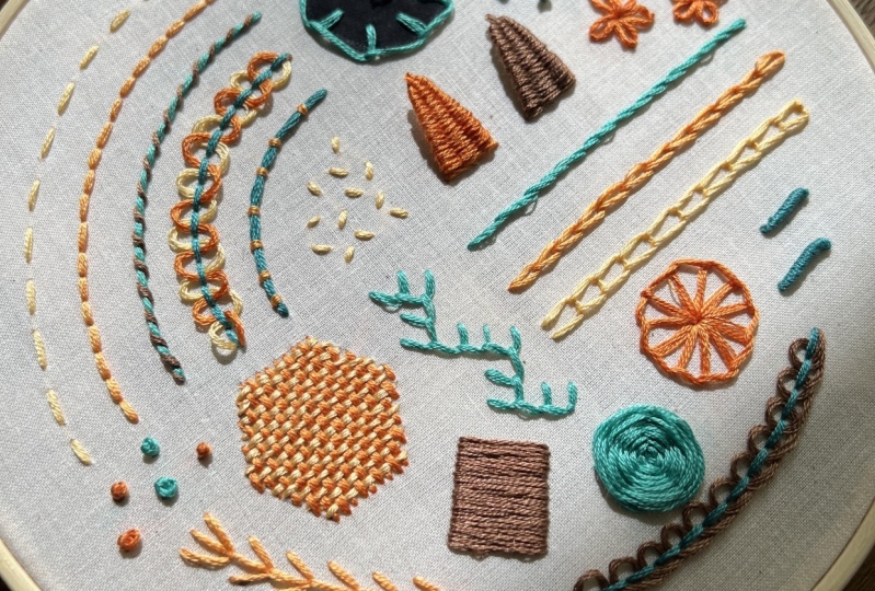 Embroidery stitch sampler