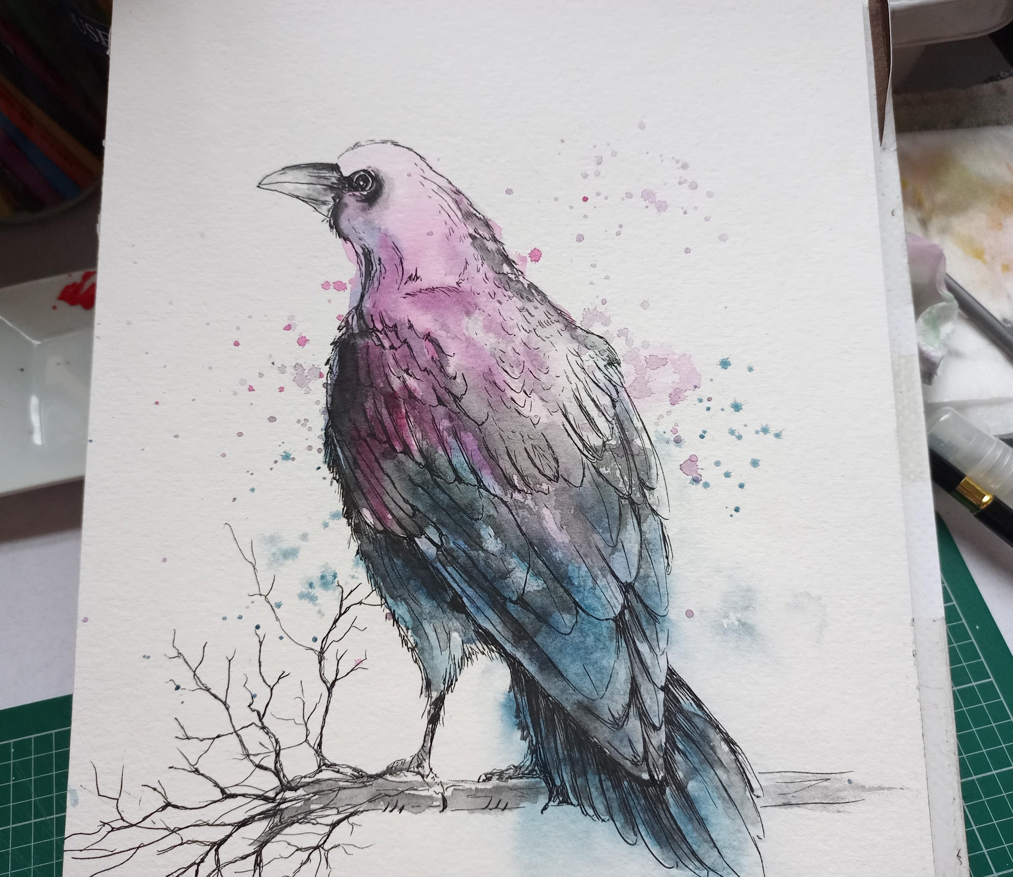 Ink and watercolour - student project