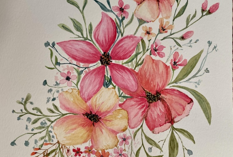 Expressive watercolor flowers