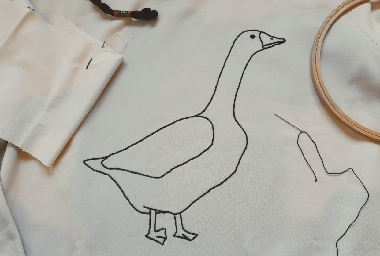embroidery goose sweatshirt - student project