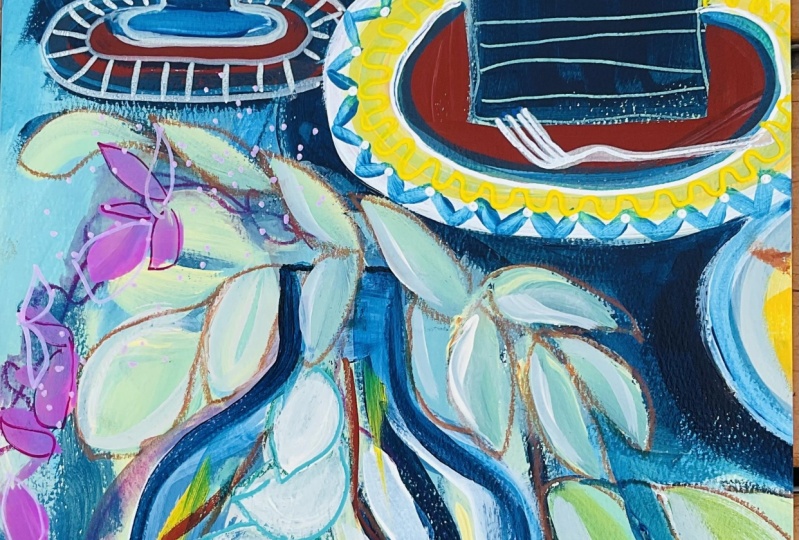 Table items, still life expressive