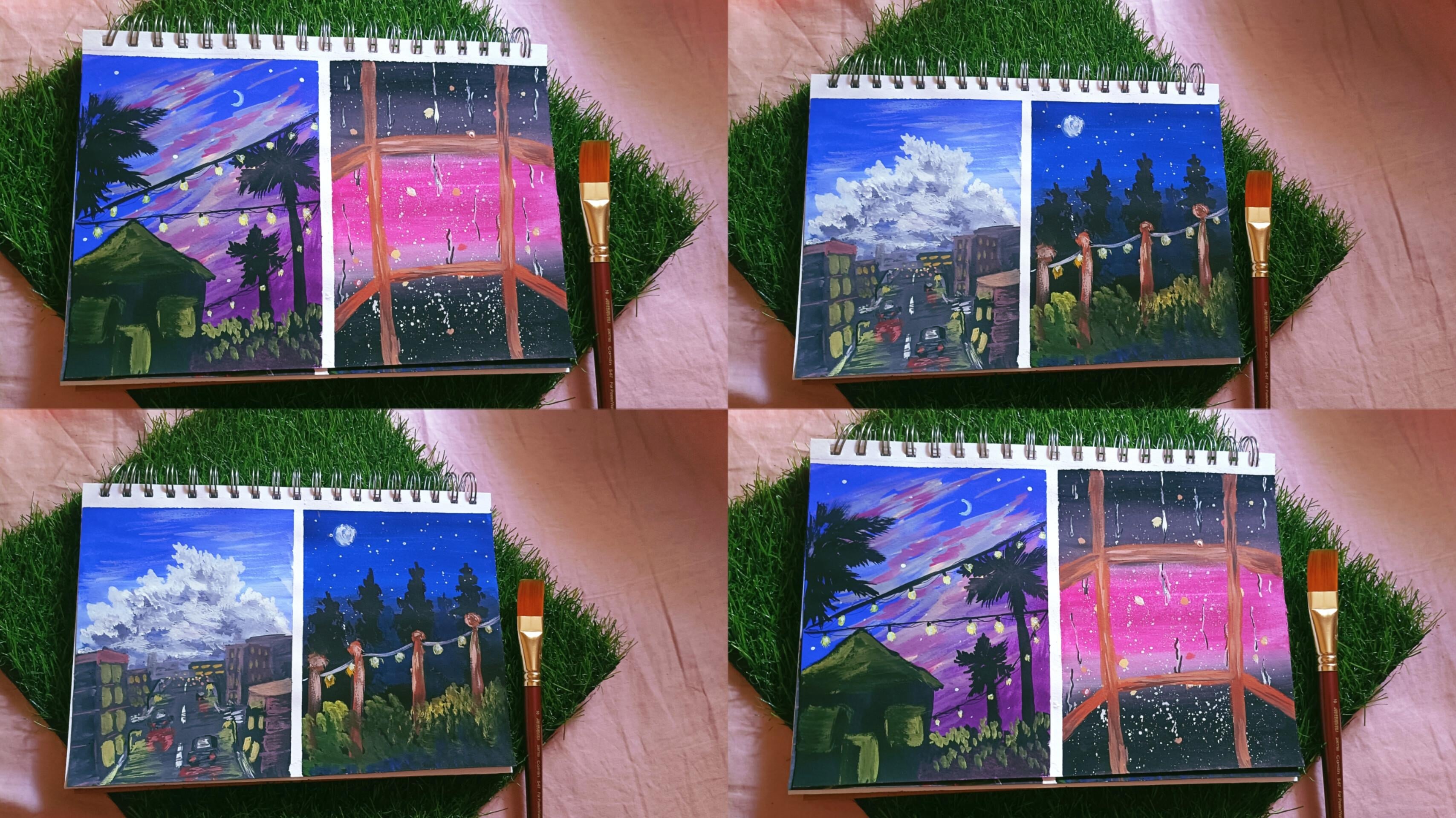 Aesthetic gouache paintings - student project
