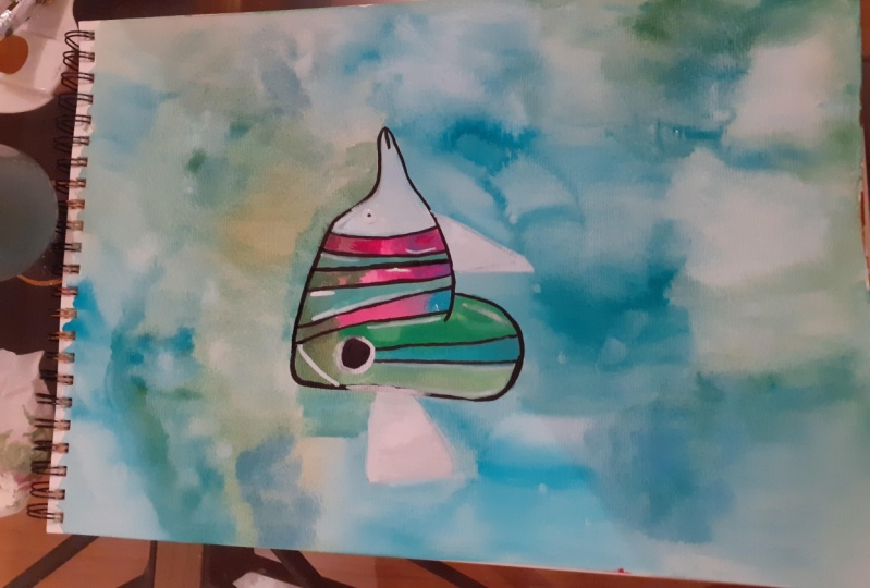 Aquatic watercolor painting.