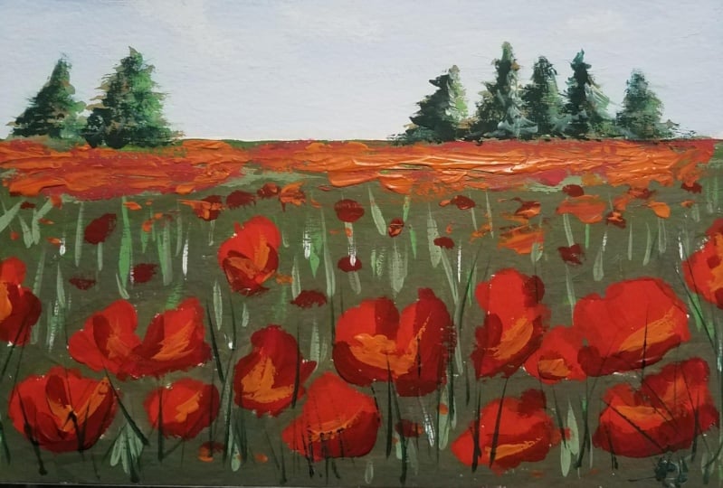 Red field gouache 082623