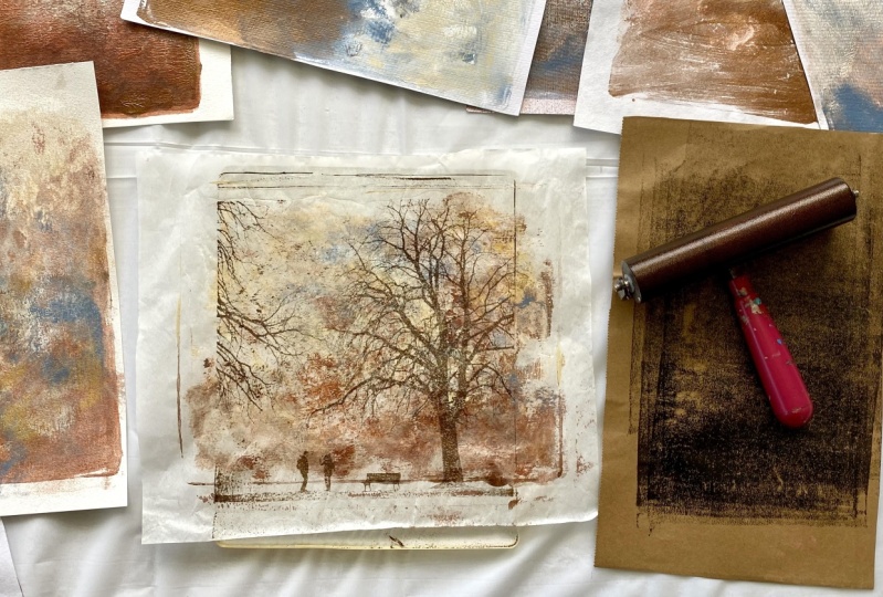 Gelli Printing Atmospheric Backgrounds