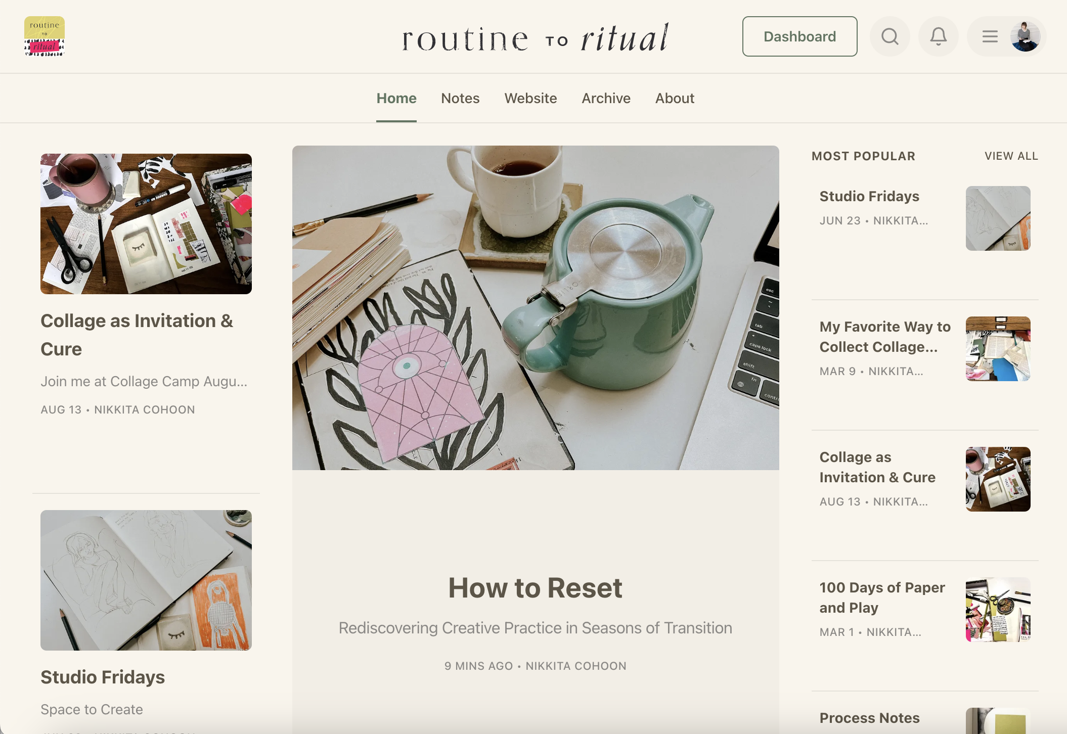Routine to Ritual Newsletter - student project