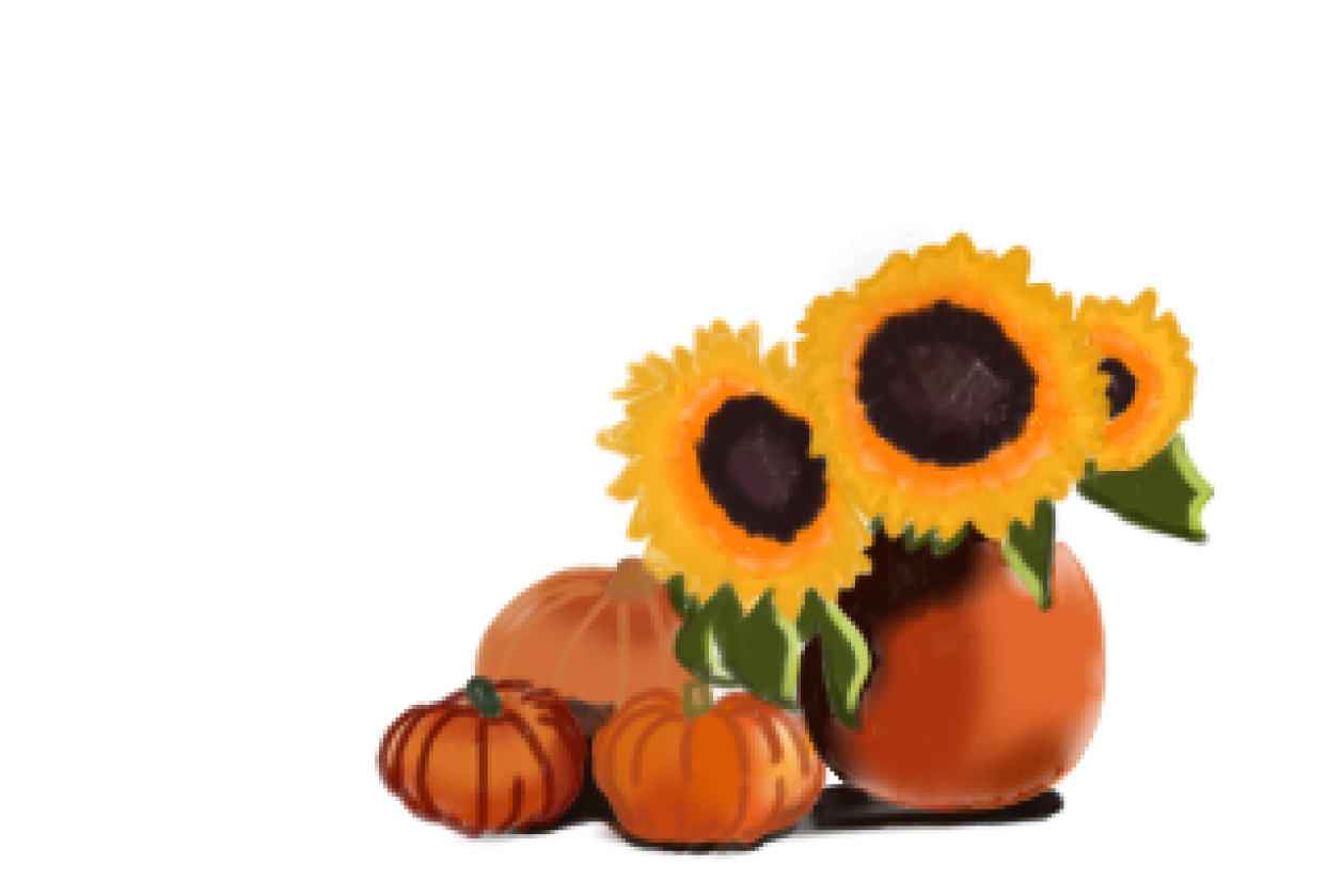 Sunflower and pumpkins - student project