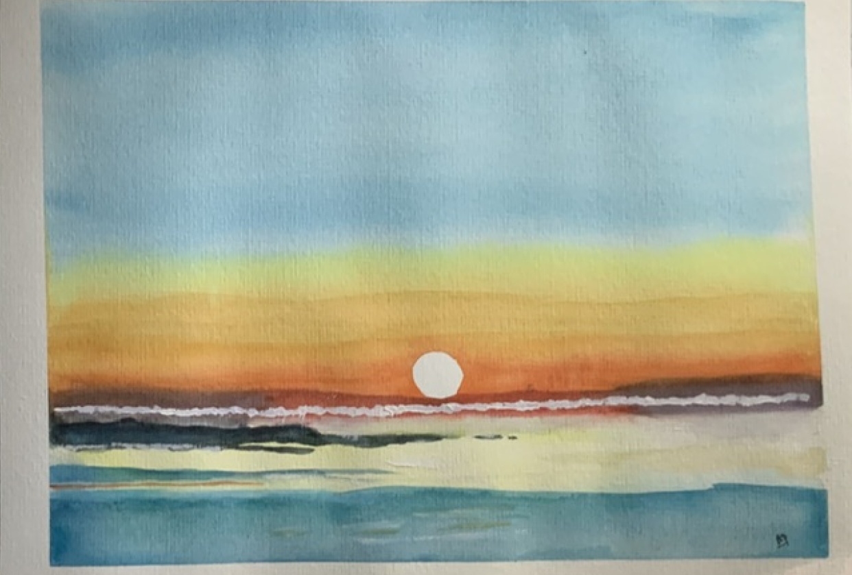 Simple watercolour seascapes - student project