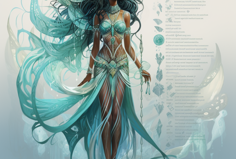Marina Azure character for a water themed fashion collection