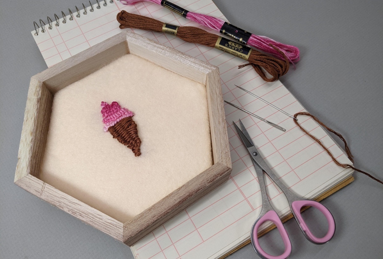 Hand Embroidered Ice Cream Cone - student project