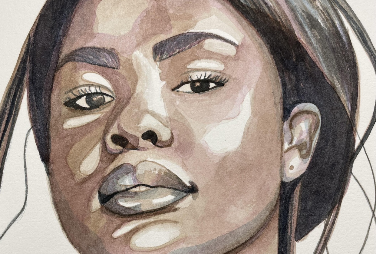 Portrait with three color mixes - student project