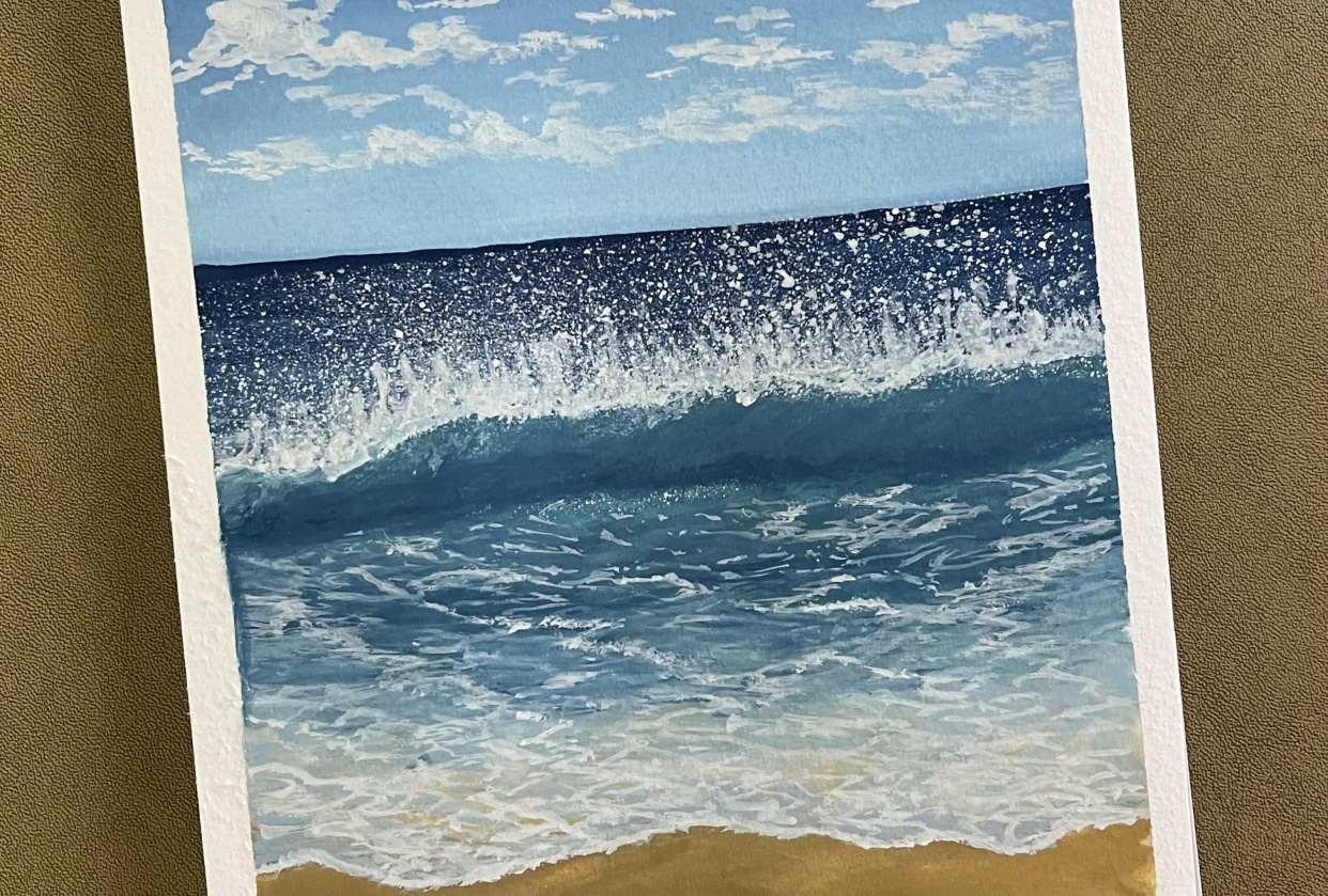 Waves and beaches with gouache with Payal - student project