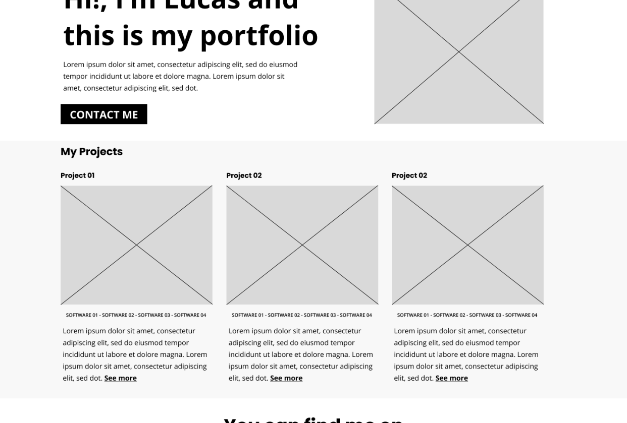 Wireframe of my portfolio - student project