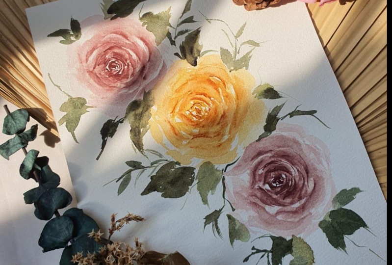 Painting Beautiful Roses In Watercolor
