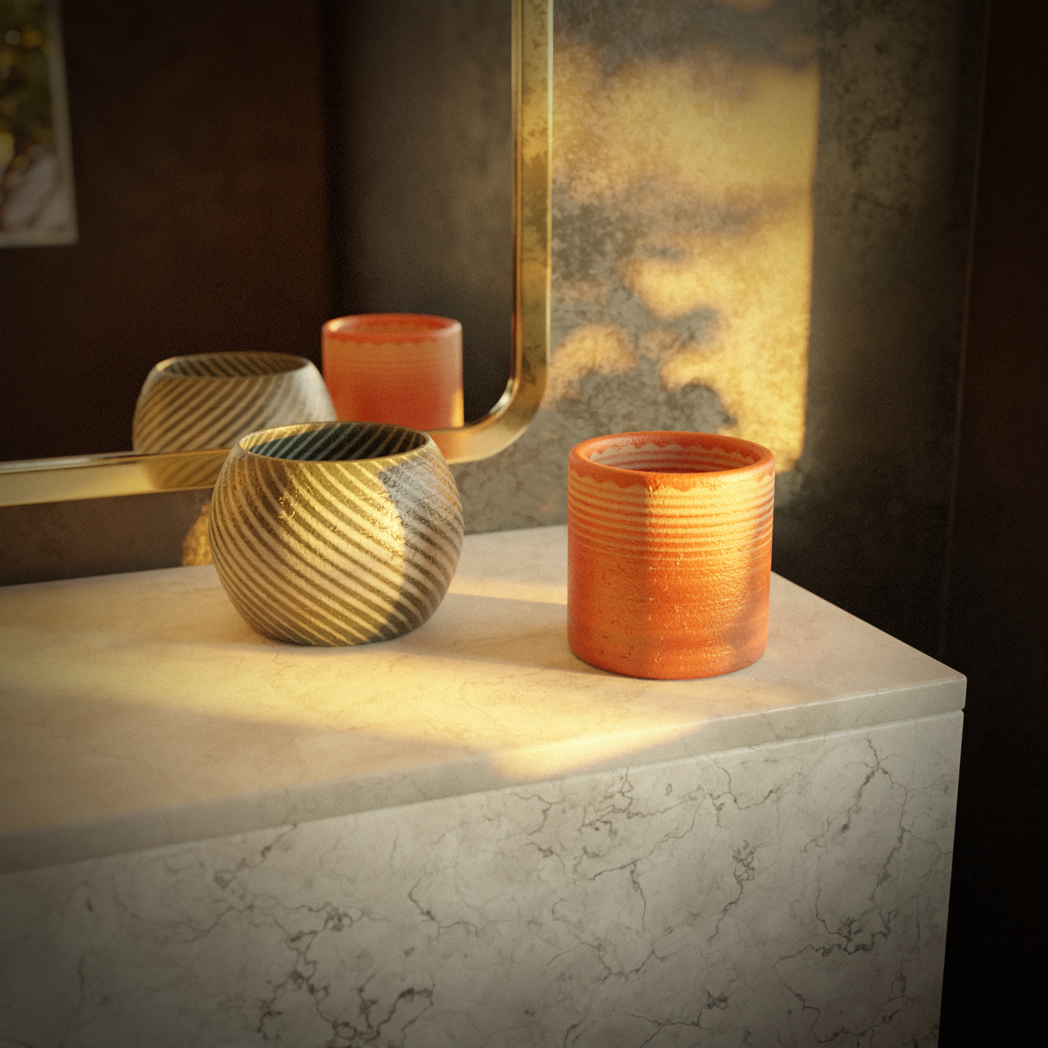 Pots in Dappled Sunshine