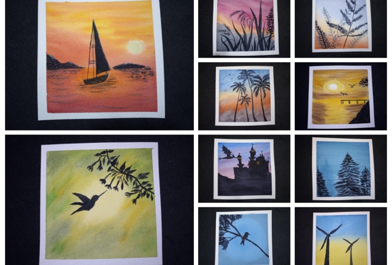 Relaxing Watercolor Silhouettes