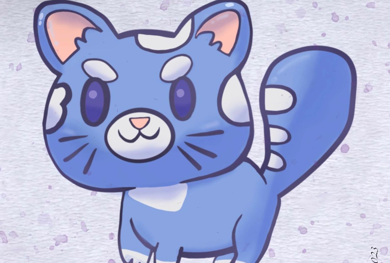 Drawing a cute cat in Procreate - student project