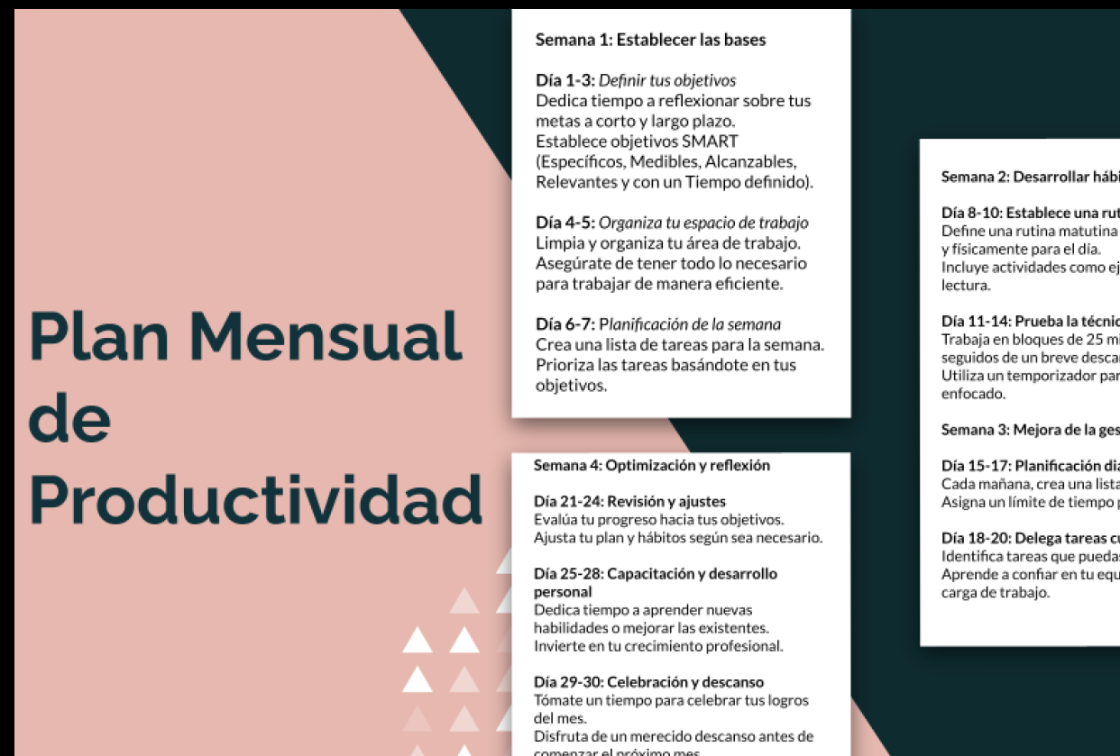 Plan mensual de Productividad