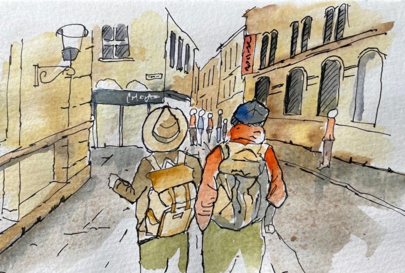 Couple in Urban Sketch