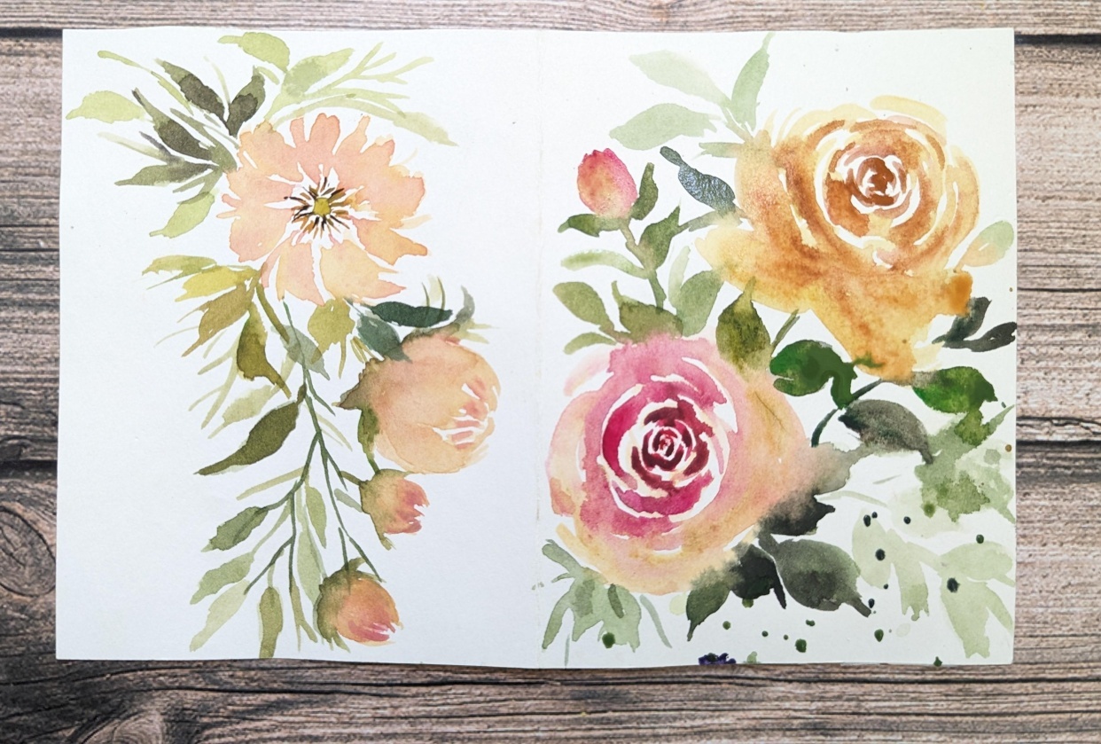 Learn How To Paint Loose & Expressive Watercolor Florals : Roses & Peonies - student project