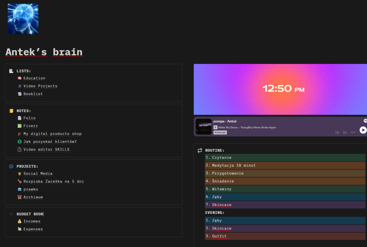 My personal chaotic dashboard - student project