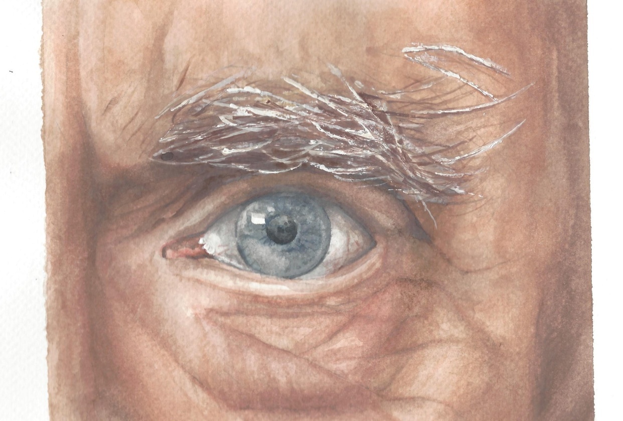 old man watercolor eye - student project