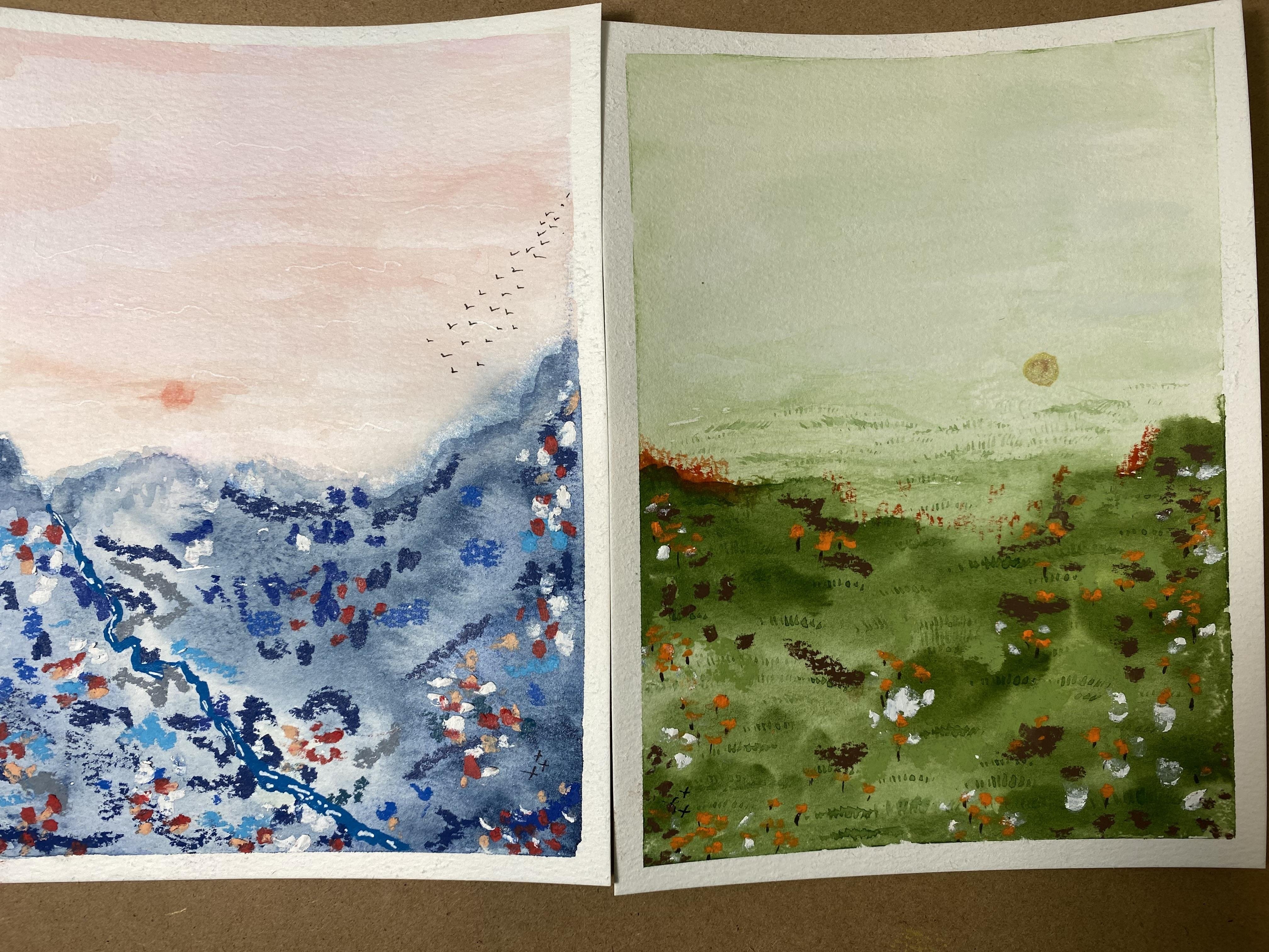watercolor abstract landscape - student project